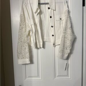 White Lace Sleeve Jacket